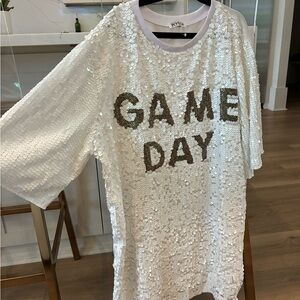 White Sequin 'Game Day' T-Shirt